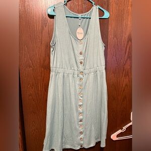 Chic Mint Button-Front Midi Dress